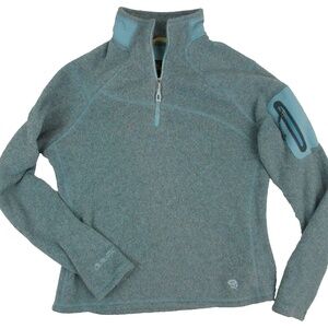 MOUNTAIN HARDWEAR GREEN 1/4 ZIP FLEECE PULLOVER JACKET WOMENS SZ MEDIUM POLARTEC